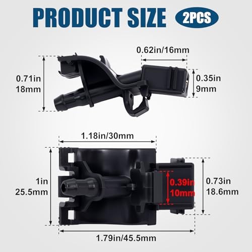 2pcs Front Windshield Washer Nozzles, Universal Windshield Wiper Nozzles