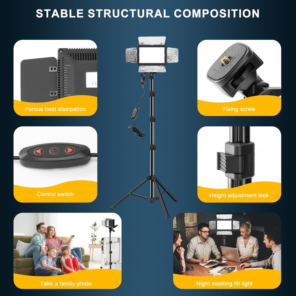 2 Pack LED Video Lighting Kit - 5600K Adjustable USB Studio Light with Barndo...