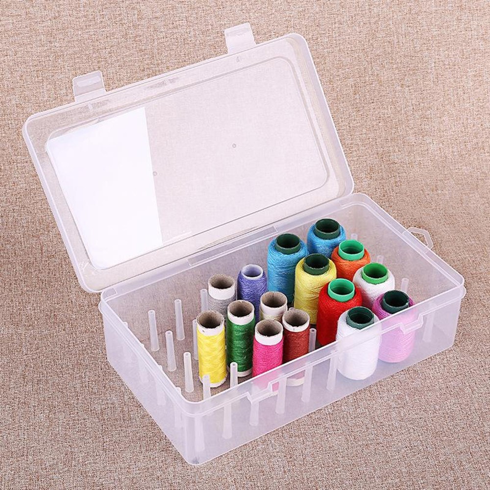 Thread Box Empty Transparent Storage Container Sewing Thread Holder