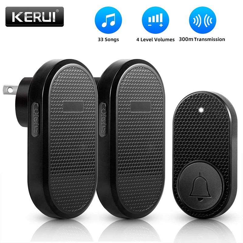 Wireless Doorbell Chime Waterproof Plugin Receiver Adjustable Volume 1000FT Kit