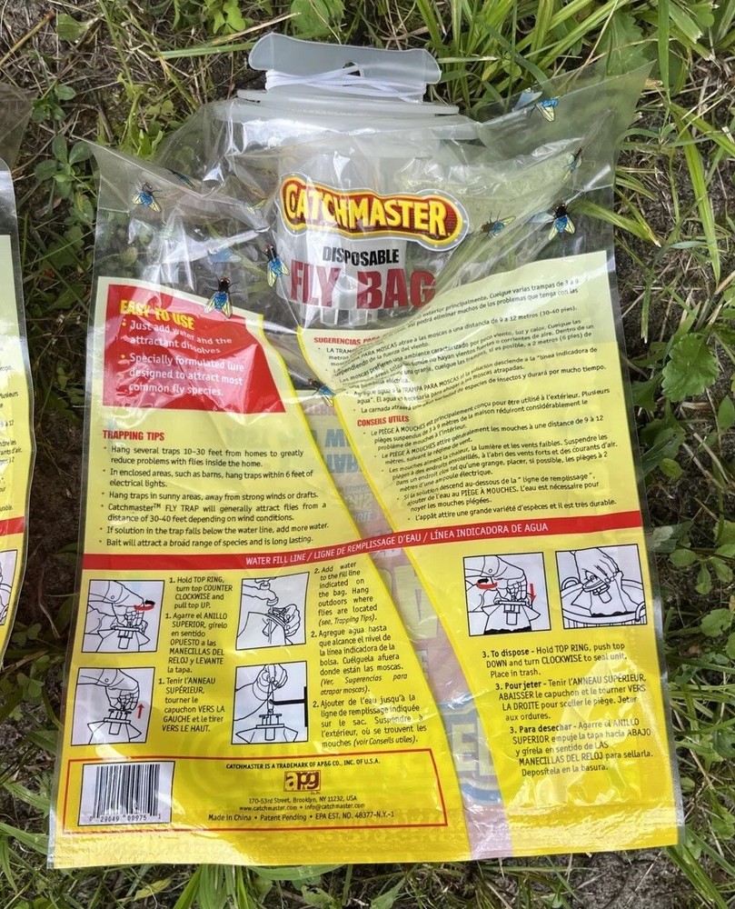 2 pack- Catchmaster Fly Trap 975-8 Disposable Fly Trap NonToxic Fly Trap