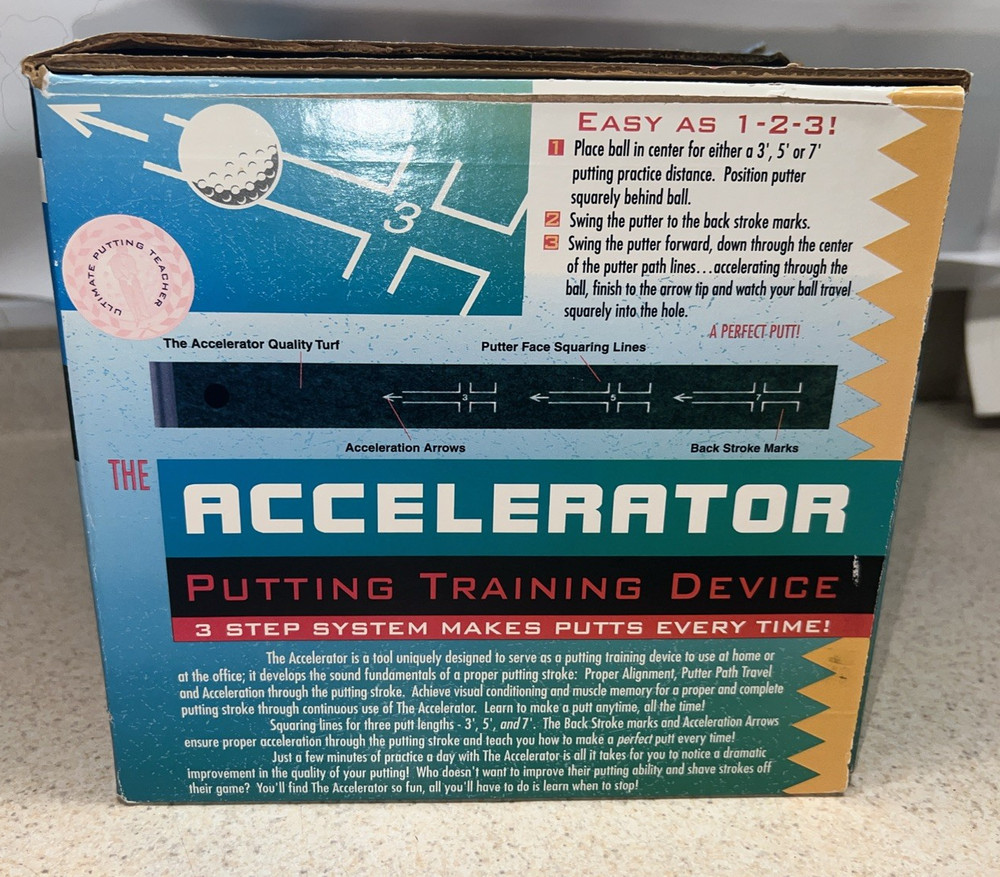 The Accelerator Golf Putting Training Device Practice Mat with 3-Step System