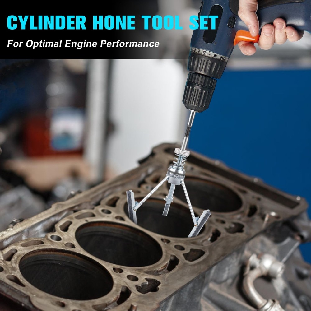 7PCS Engine Cylinder Hone Tool Set with Box, Adjustable Engine Cylinder Hone ...