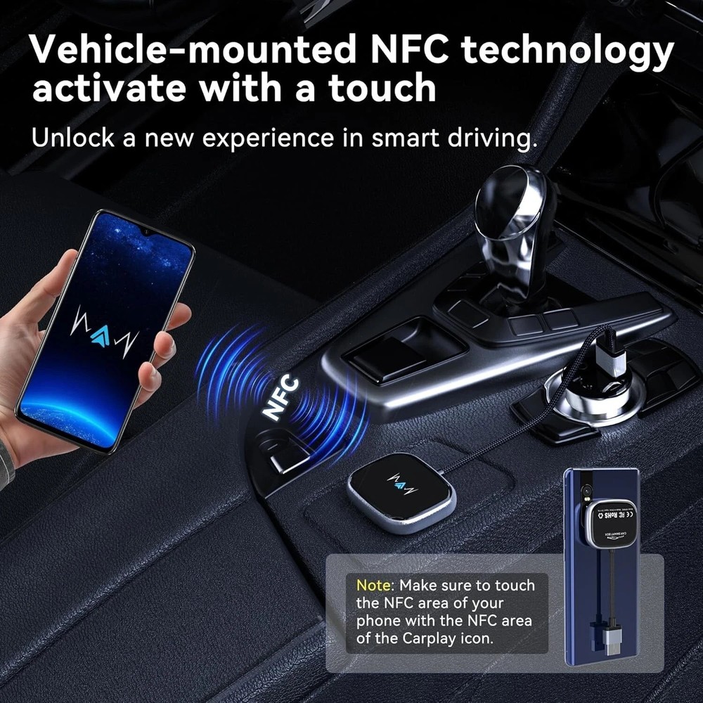 Android Auto Wireless Adapter, Wireless Carplay Adapter, Latest NFC Touchscreen