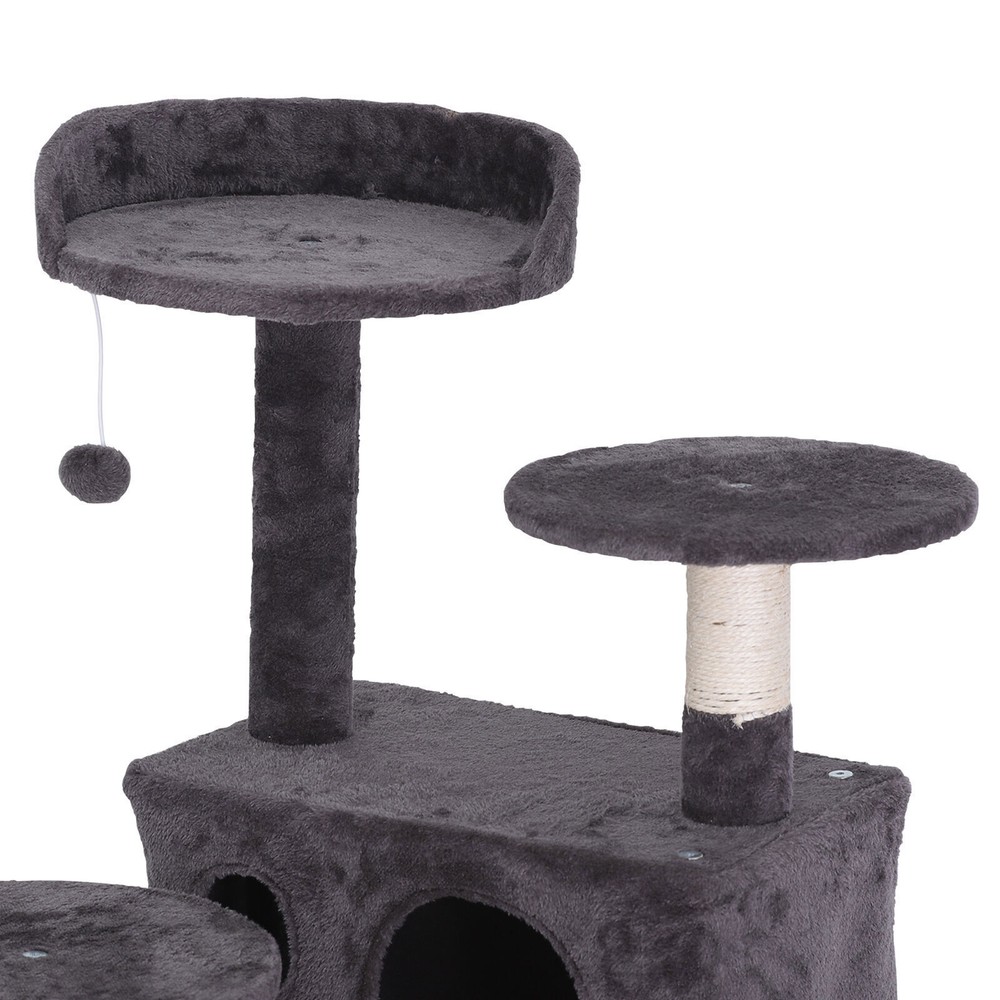 55'' Cat Tree Stand Multi-Level Cat Tower w/ Sisal Scratching Post Dangling Ball