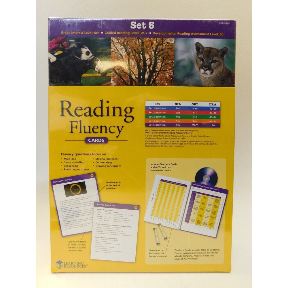 Reading Fluency Set 5 Grade Level 6th Homeschool Main Idea Inferences C & E