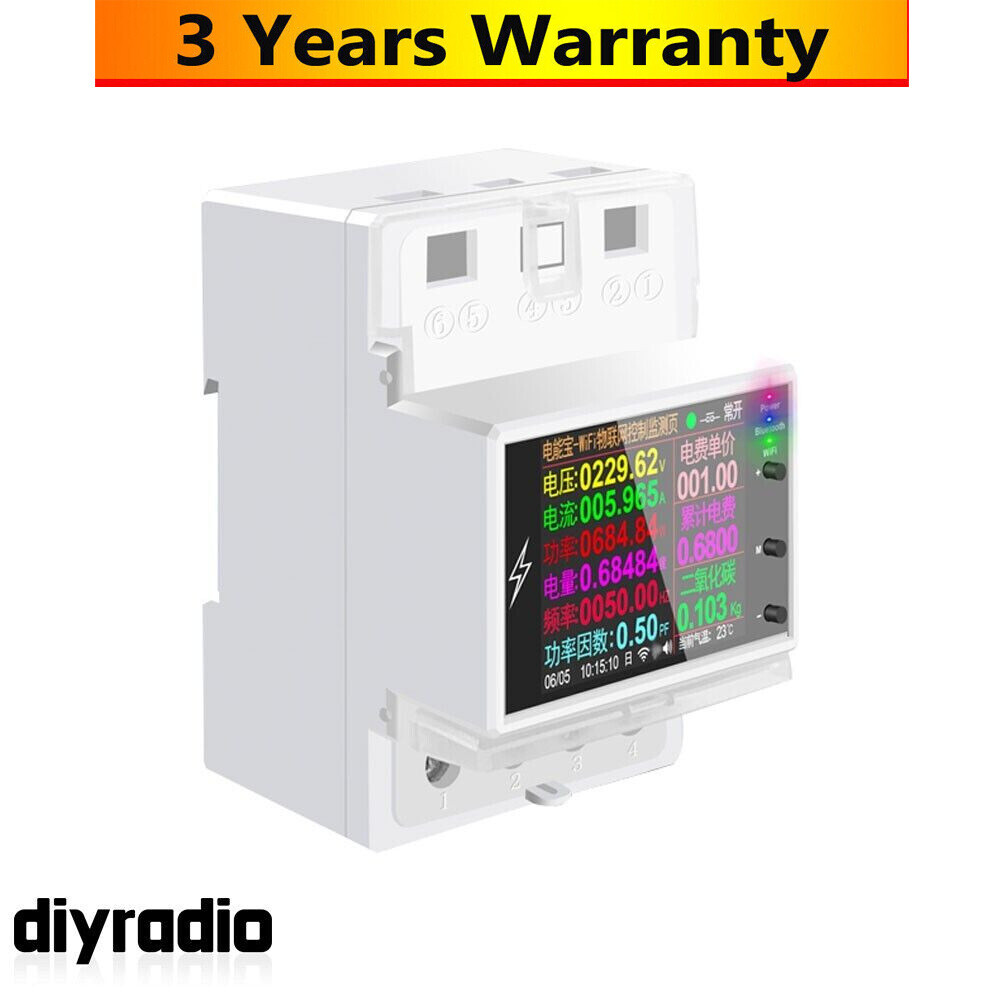 ATORCH AT4PB-Bluetooth Ver. AC85-265V Din Rail Power Meter Energy Electric Meter