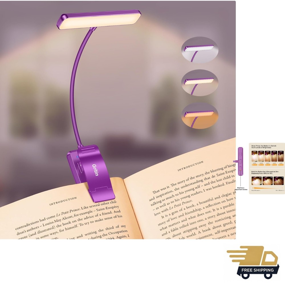 19 LED Rechargeable Book Light for Reading in Bed with Memory Function- Eye C...