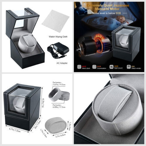 Automatic Rotation Single Watch Winder Box Leather Storage Display Case Box Gift