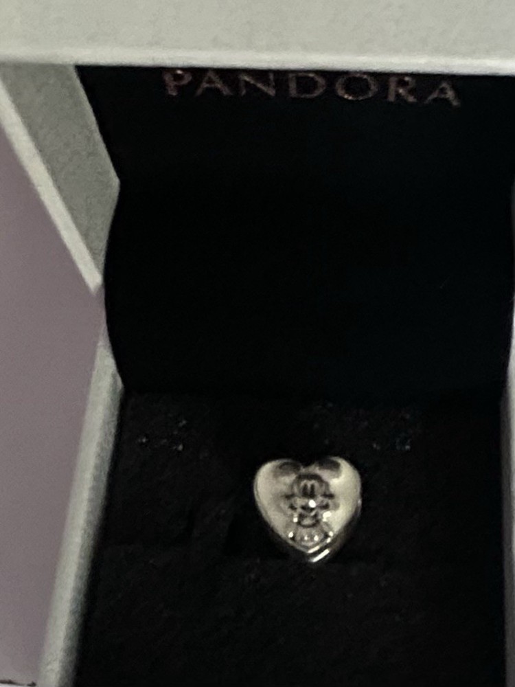 Pandora Heart-Shaped Charm Mickey Mouse Silver