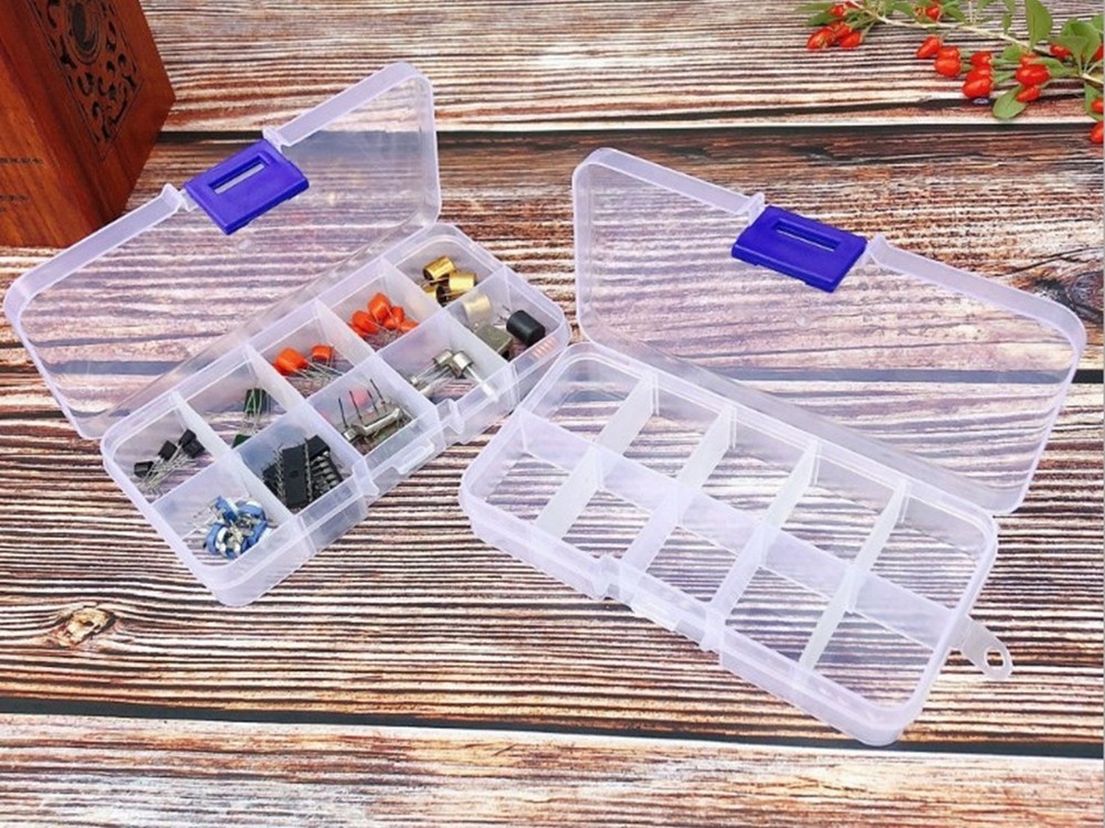 2 Pack 15 Grids Plastic Organizer Box Case Craft Bead Display Storage Container