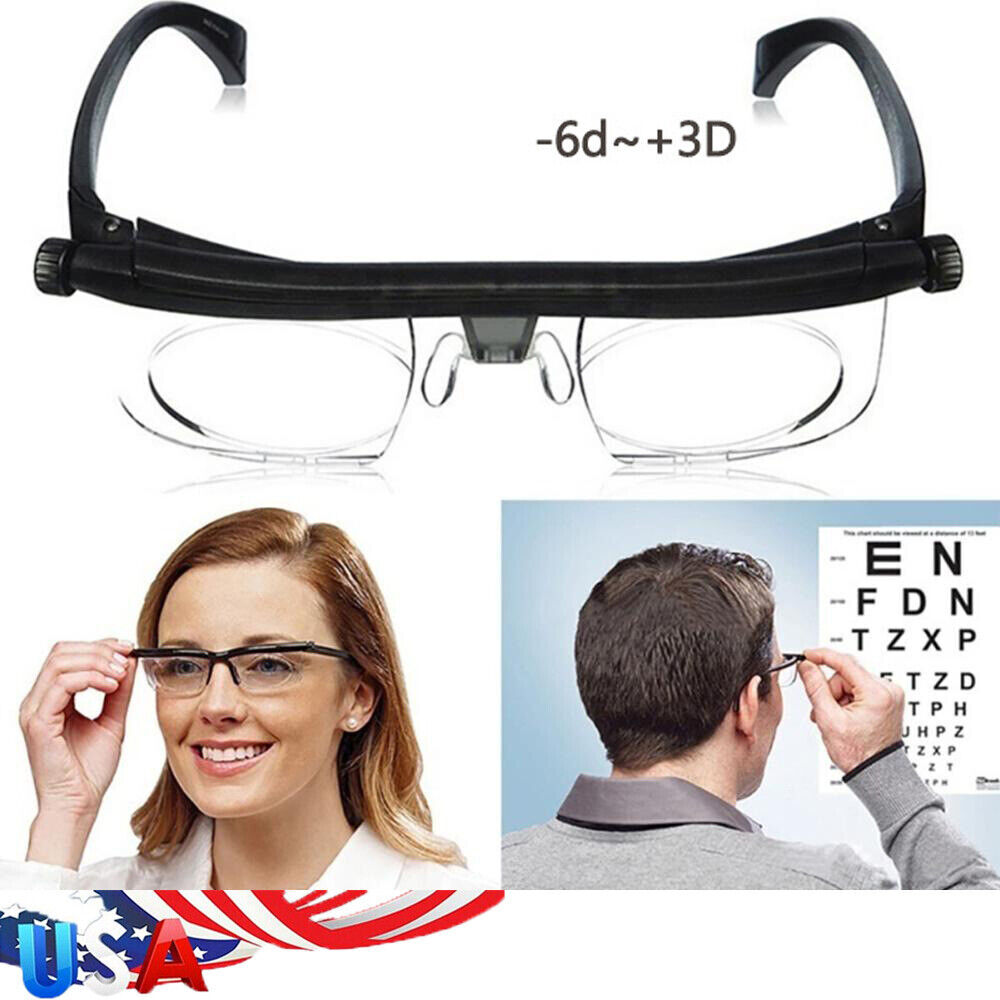 Dial Adjustable Glasses Variable Focus For Reading Distance Vision Eyeglasses