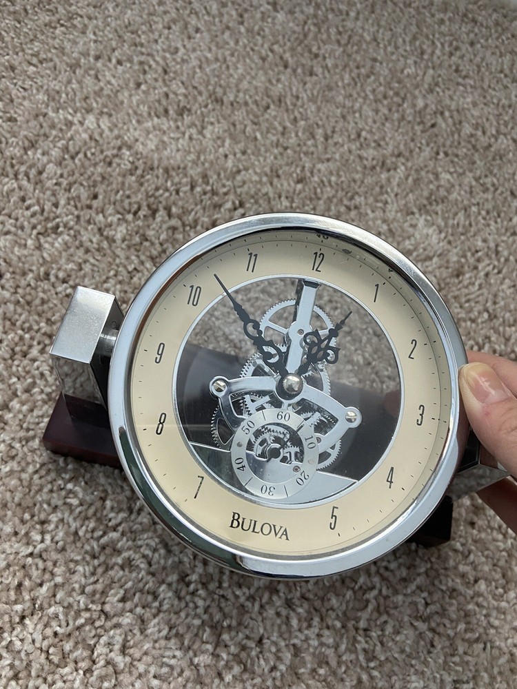 Bulova Large Clock Mahogany Finish