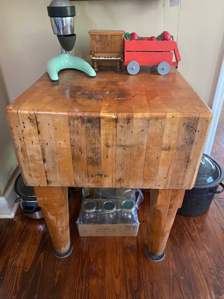 antique butcher block table