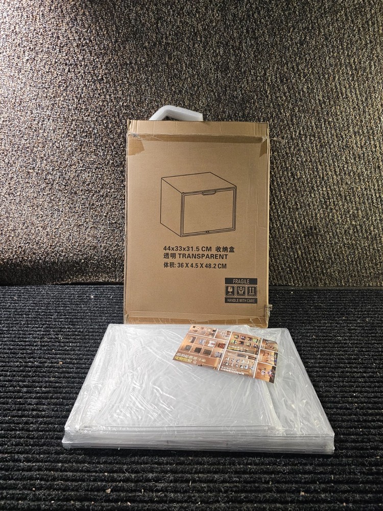 (QTY 2) Transparent Stackable Display Case Box Storage 44x33x31.5 cm Acrylic