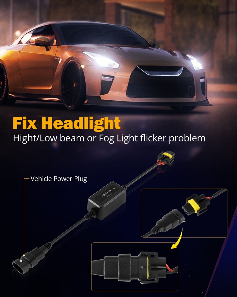 H11 H8 LED Headlight Canbus Error Free Anti Flicker Resistor Canceller Decoder
