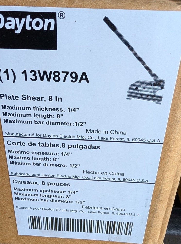 Dayton 13W879A 8" Plate Shear