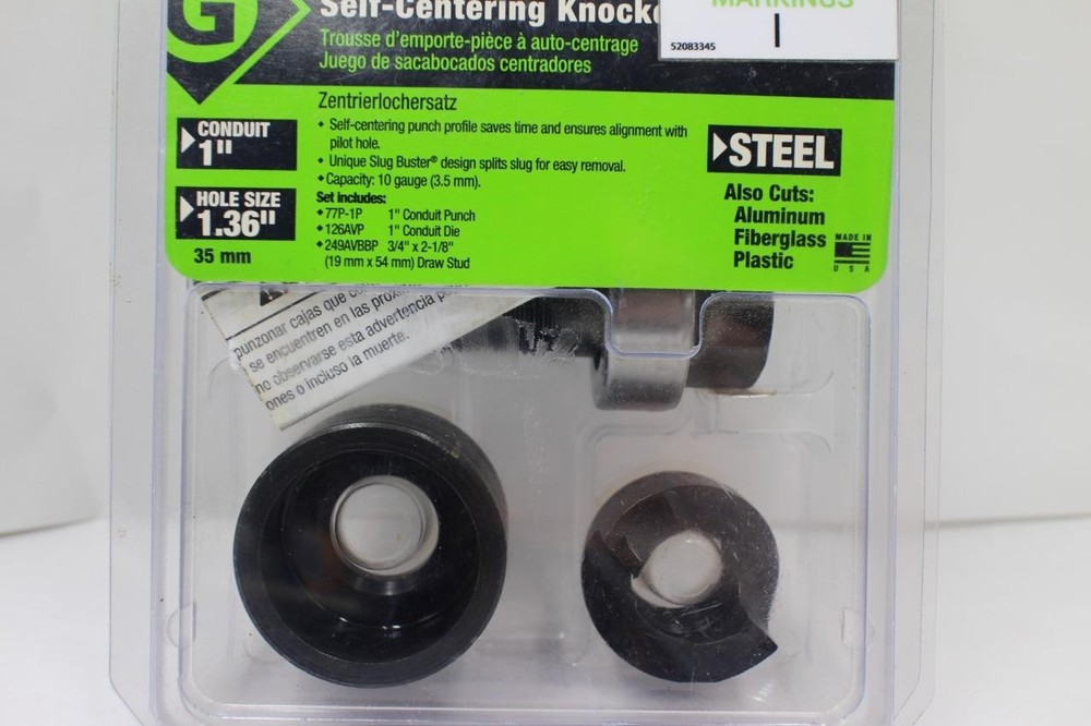 GREENLEE 77U-1 Self Centering Knockout Punch Set