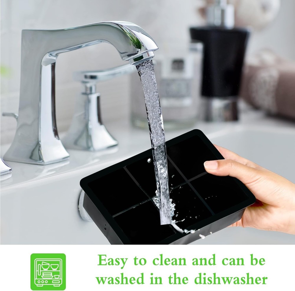 Large Ice Cube Tray 2 Pack Silicone Ice Cube Trays with Lid for Freezer Stackabl