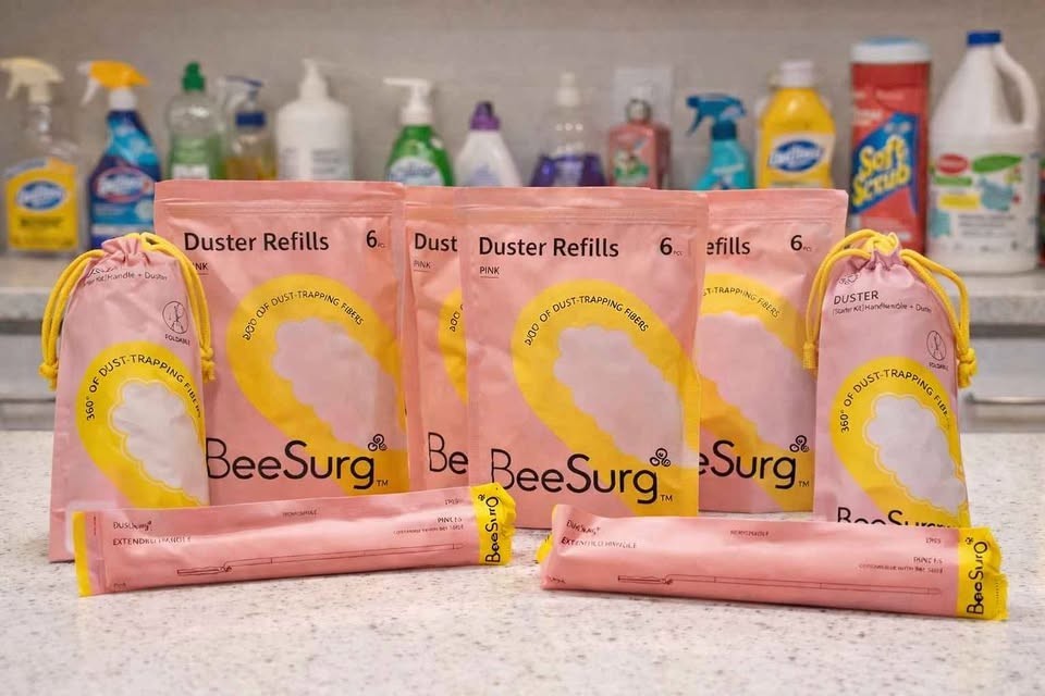 2-Complete BeeSurg Duster Kits.. 2-extended handles, 2-dusters and 8 refill pack