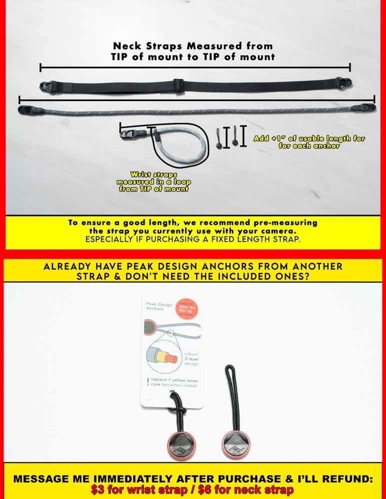 Grey Adjustable Camera Neck Strap w/ Peak Design Anchor