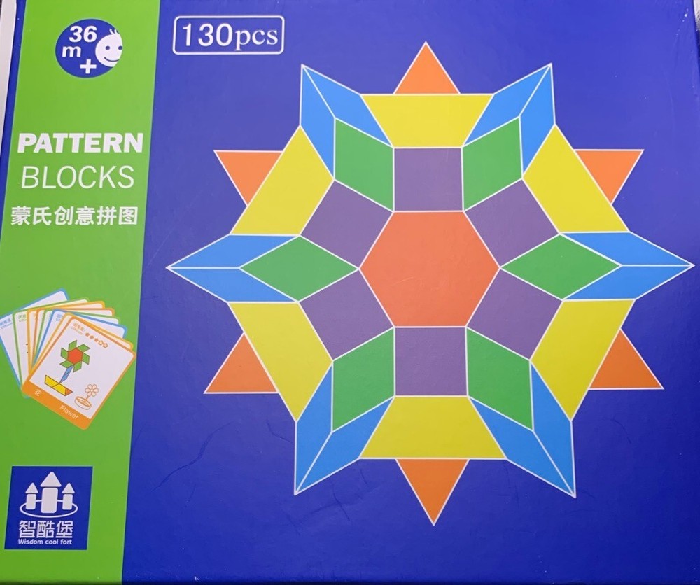 Pattern Blocks. 130 Wooden Pieces Puzzle  Educational Development