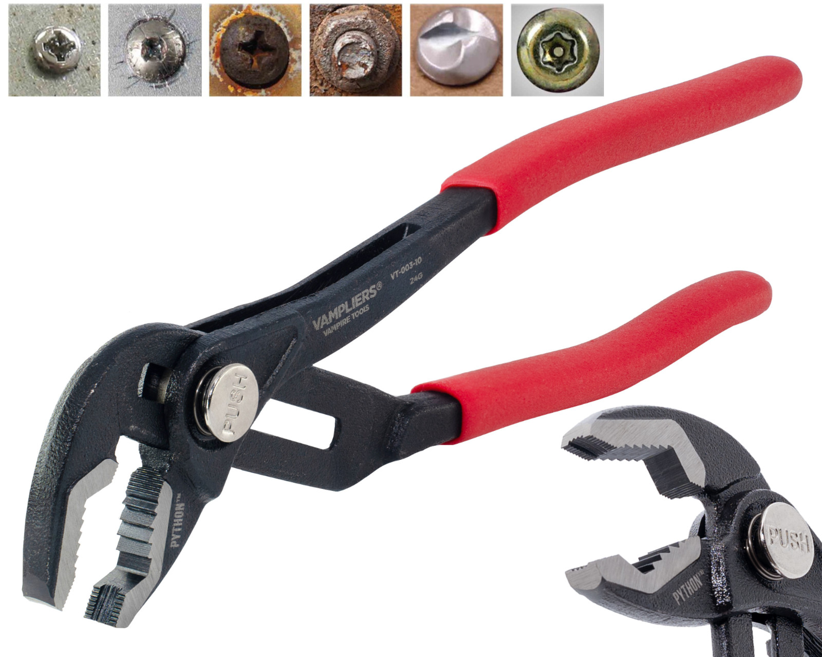 VAMPLIERS PYTHON 10" Plumbers Slip Joint Water Pump Pliers with Screw Extractor