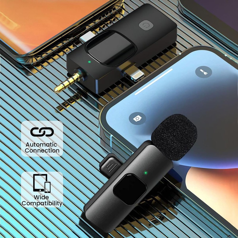 Wireless Lavalier Microphone, Professional Wireless Lavalier Lapel Mic, Porta...