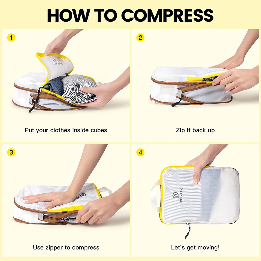 Lightweight Compression Packing Cubes for Suitcases, Compressible Expandable Tra