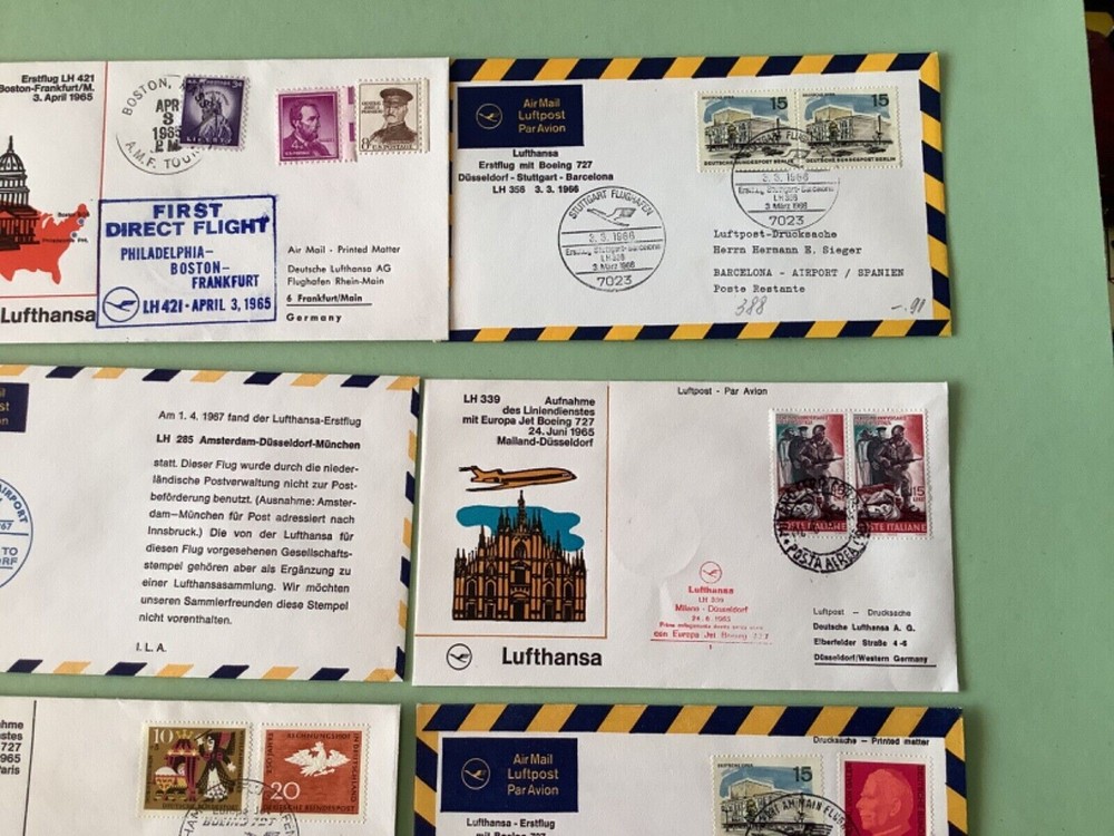 Airmail flight cover mixed world 9 items Ref A1480