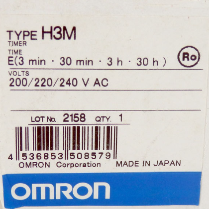 Omron Series E H3M Timer Module 5A 250VAC 3-30 MIN. / 3-30 HR.