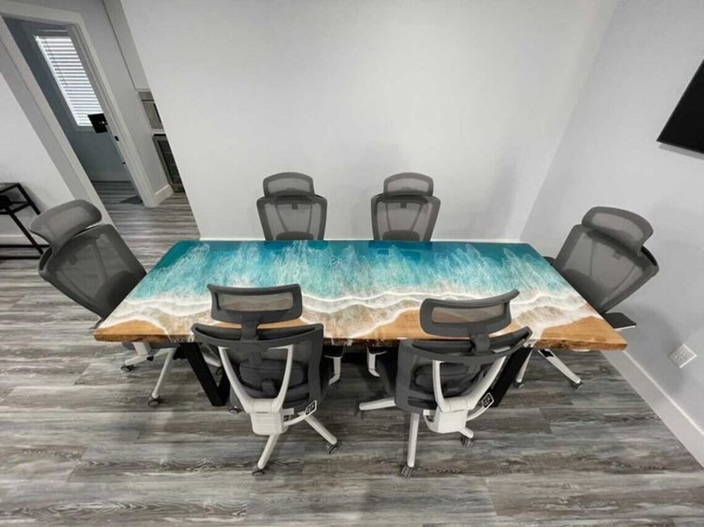 Ocean Table,Epoxy Wooden Table Top, Dining Table Epoxy Resin River Kitchen Table