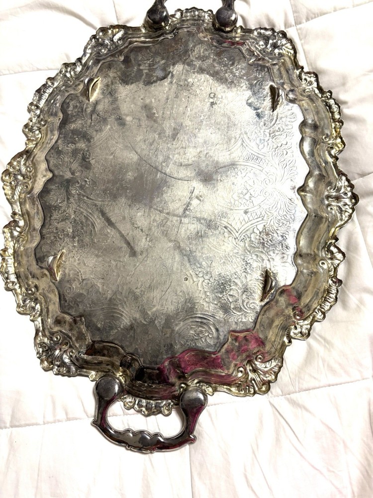 Two Silver Plated Large/medium Serving Trays