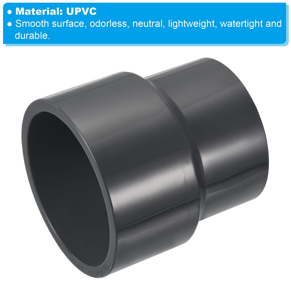 PVC Reducer Pipe Fitting 3.5x3" Socket Coupling Adapter Connector, Grey