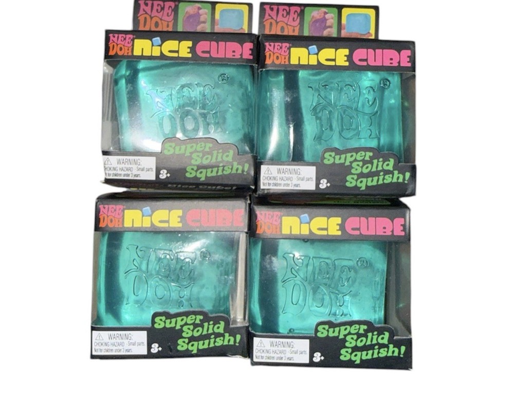 Nee Doh Nice Cube - Super Solid Squish! (Blue) - Brand New/ Toy Gift (4)