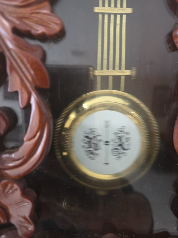 R&A Wind Up Movement Wood & Glass Pendulum Wall Clock Fully Functional