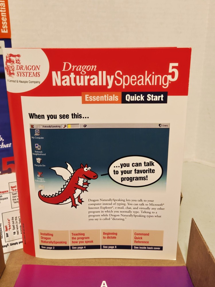 Dragon Naturally Speaking 5 Essentials w/Microphone Headset NEW, OPEN BOX