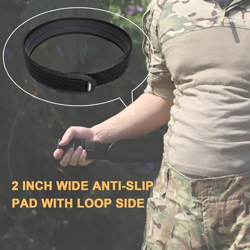 Tactical Anti-slip Pad Inner Belt with Loop System - Compatible Medium Black