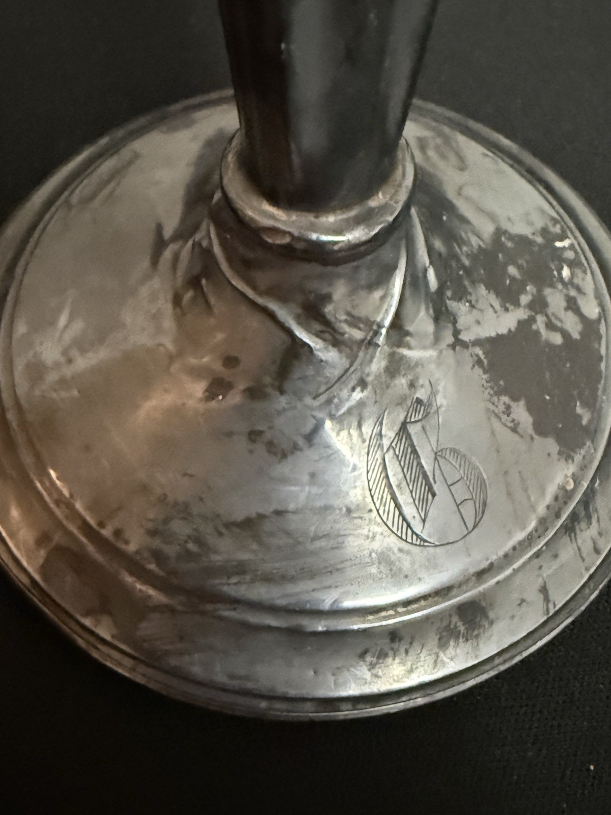 Vintage Sterling Silver Cemented Reinforced Candlestick Monogrammed