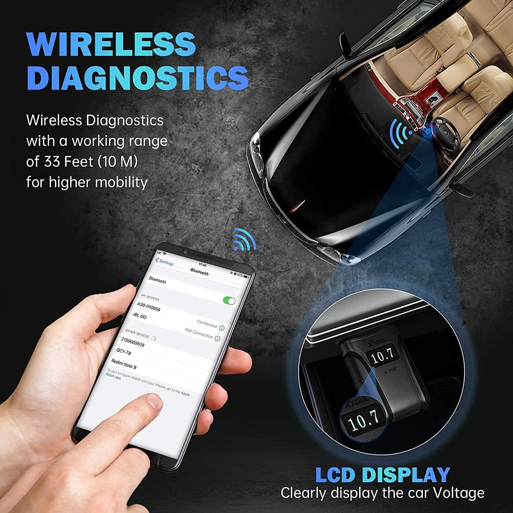 XTOOL A30M BT OBD2 Bidirectional All System Diagnostic Scan 21 Reset Free Update