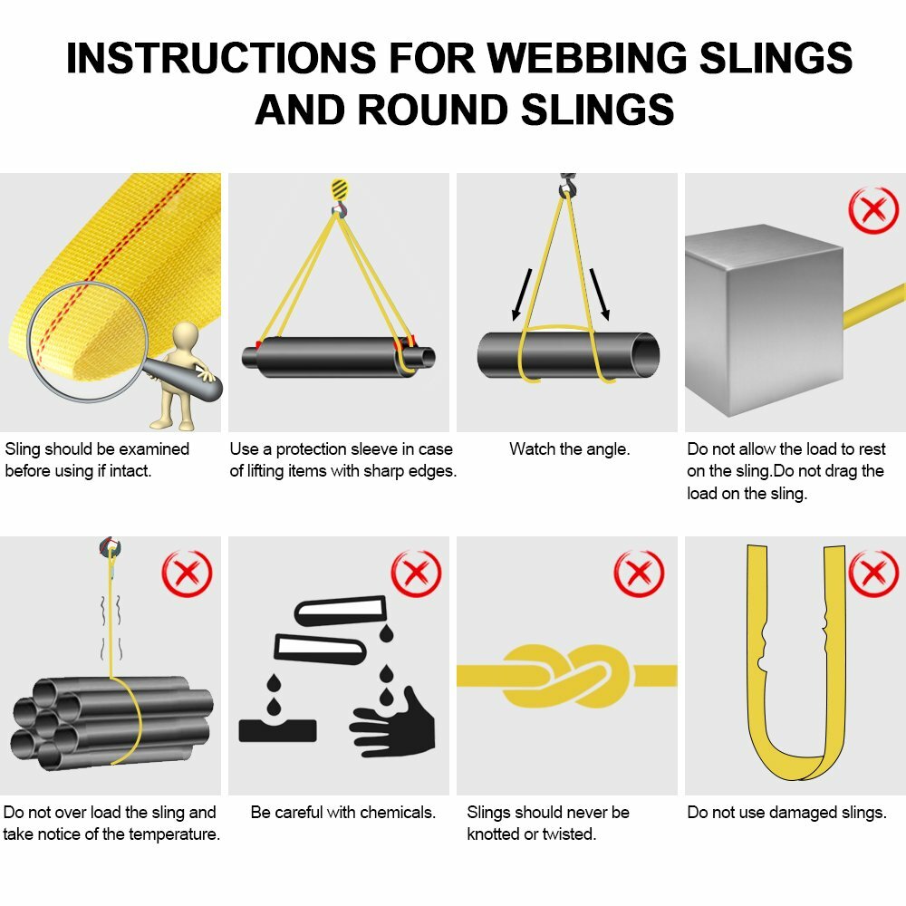 2 Pack 6' x 2" Nylon Flat Lifting Sling Strap Loops Eye & Eye Polyester Webbing