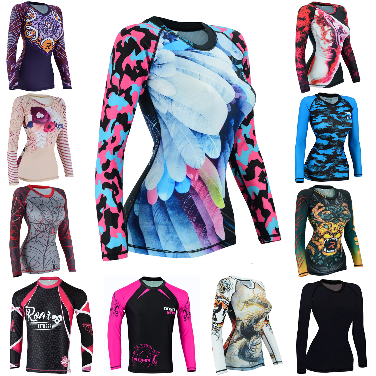 Koyes Fightwear Women's MMA Compression Rash Guard Wrestling Long Sleeve Top