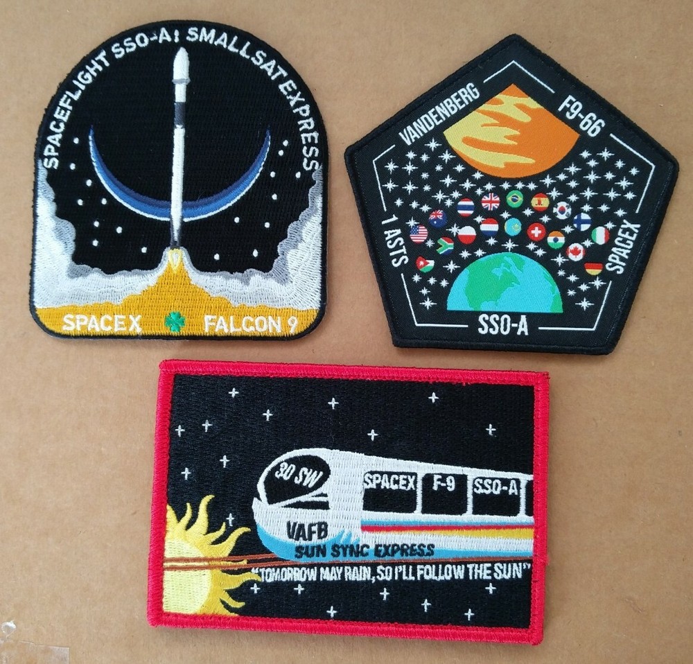 Authentic/Original USAF 30SW 1ASTS 2ROPS Spacex F9 SSO-A Launch Patch Set - 3pcs