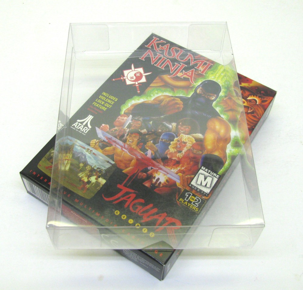10x CLEAR PLASTIC PROTECTIVE BOX PROTECTOR SLEEVE FOR ATARI JAGUAR GAME BOXES