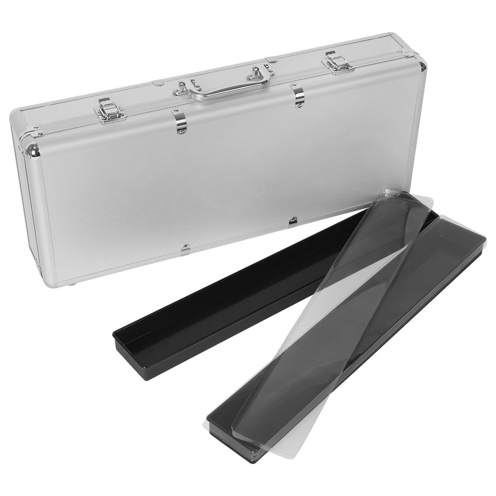 Empty Mahjong Game Set Case, Sliver Aluminum Protective Case with Mahjong Til...