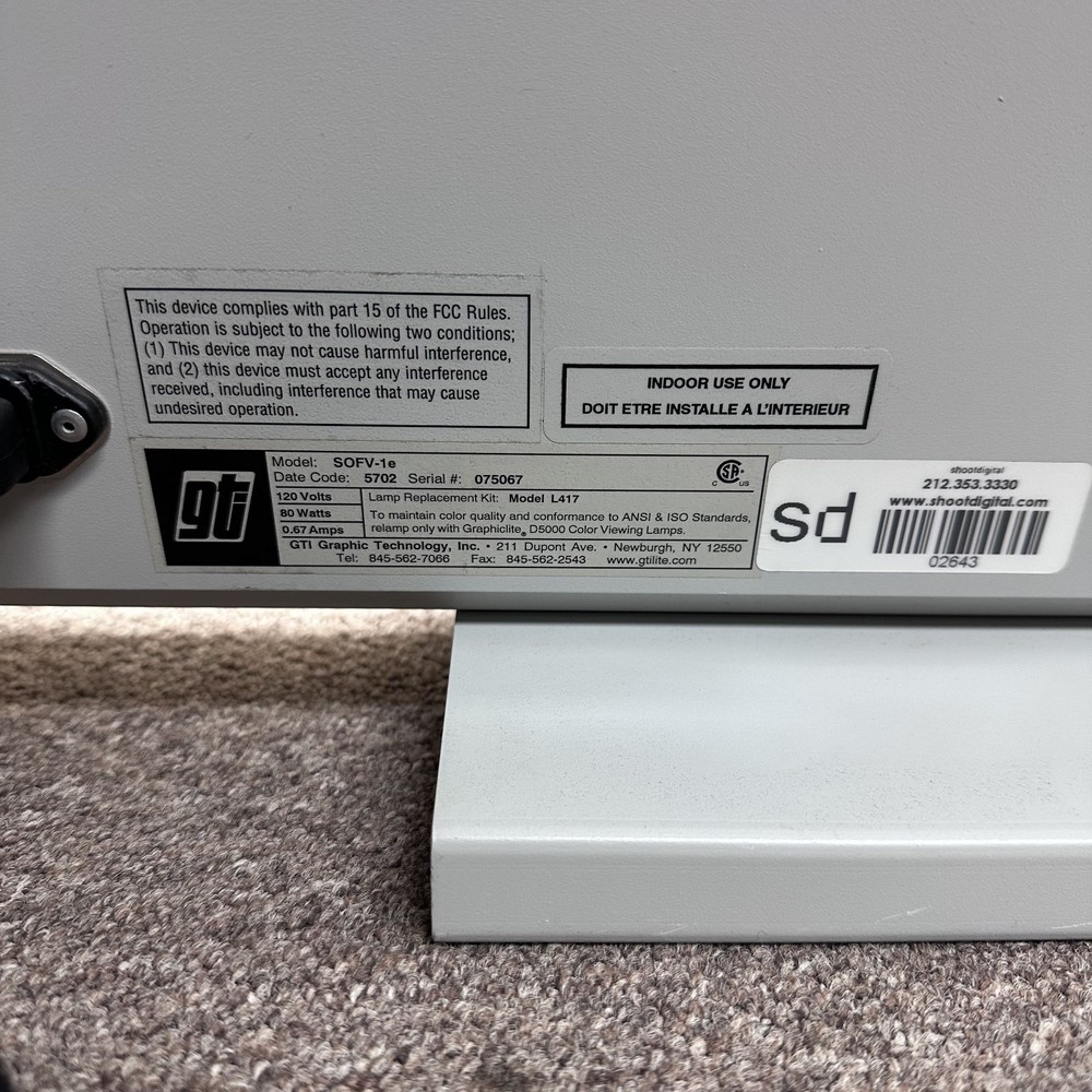 GTI Soft-View SOFV-1e Graphiclite D5000 Transmission/ Reflection Print Viewing