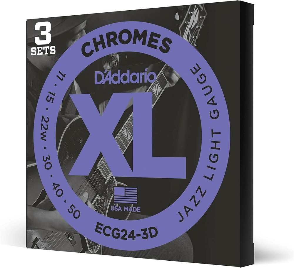 D'Addario Chromes Flat Wound Jazz Light Strings