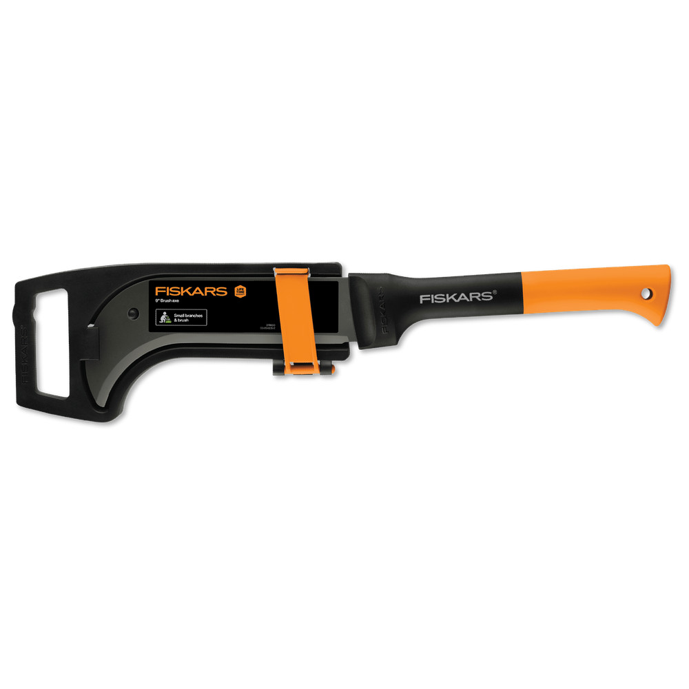10" Brush Axe with Safety Sheath - Fixed Handle - Black/Orange
