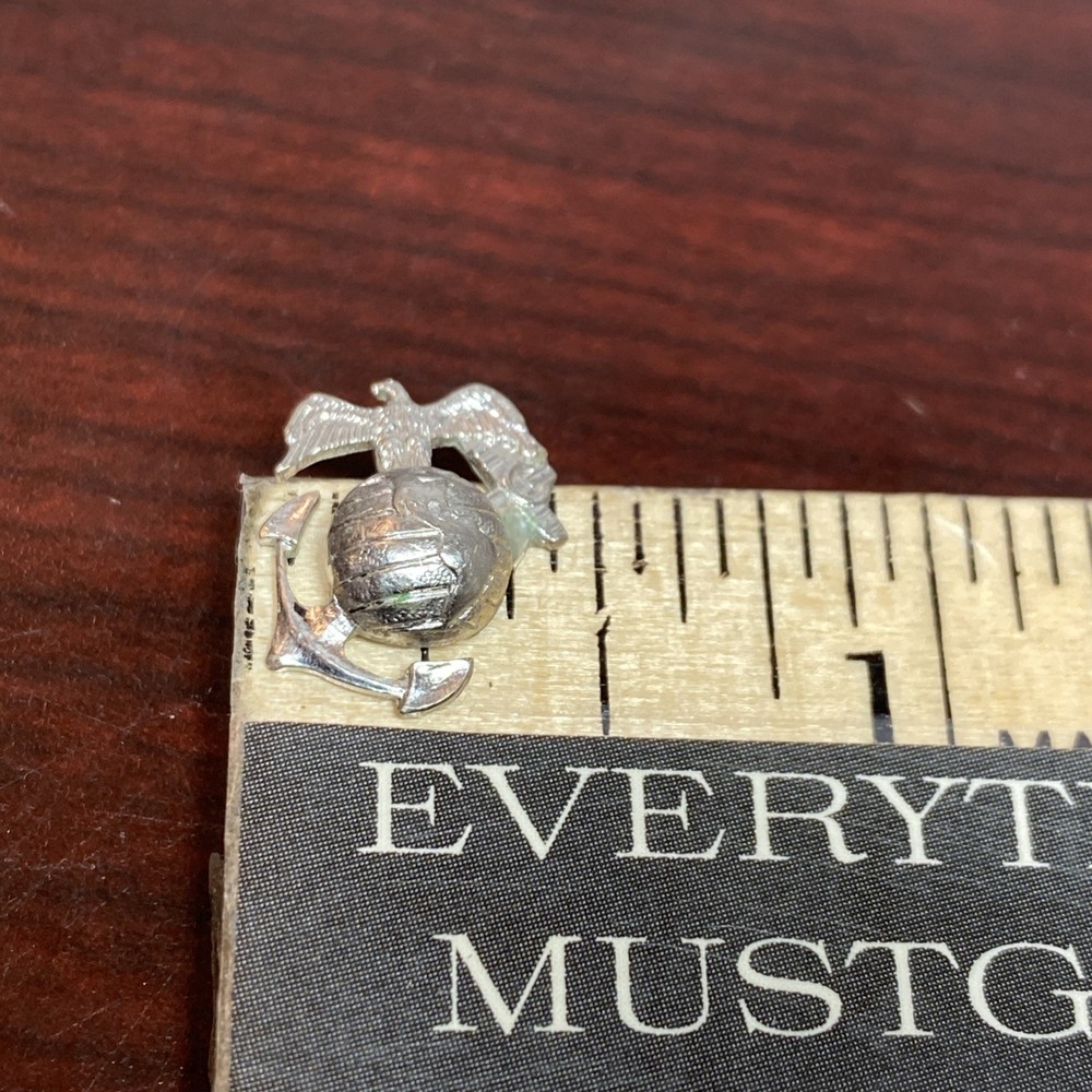 WWII Sterling USMC EGA Eagle Globe Anchor Home Front Sweetheart Pin TINY SOLID