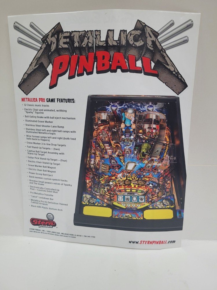 Metallica Pinball Machine Final Encore Flyer Autographed